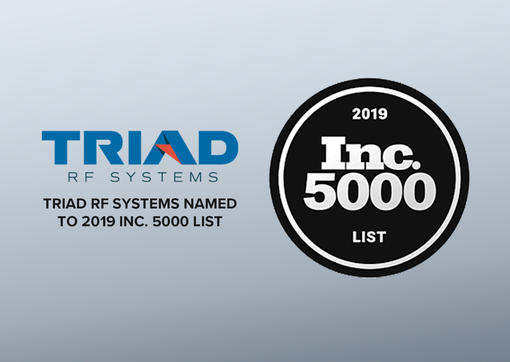 Triad RF Systems Named to 2019 Inc. 5000 List of Fastest Growing Companies